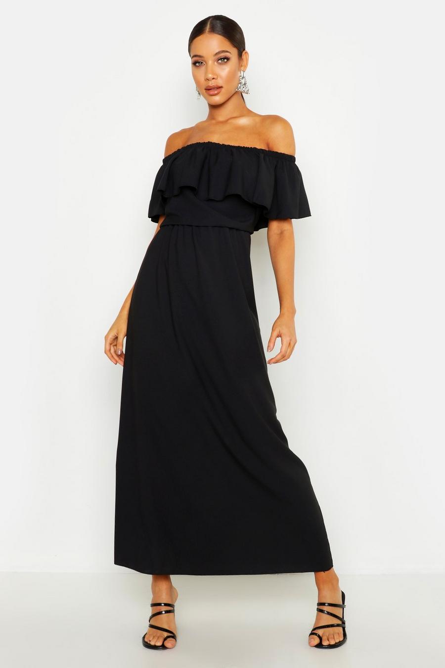 Woven Off The Shoulder Frill Maxi Dress image number 1