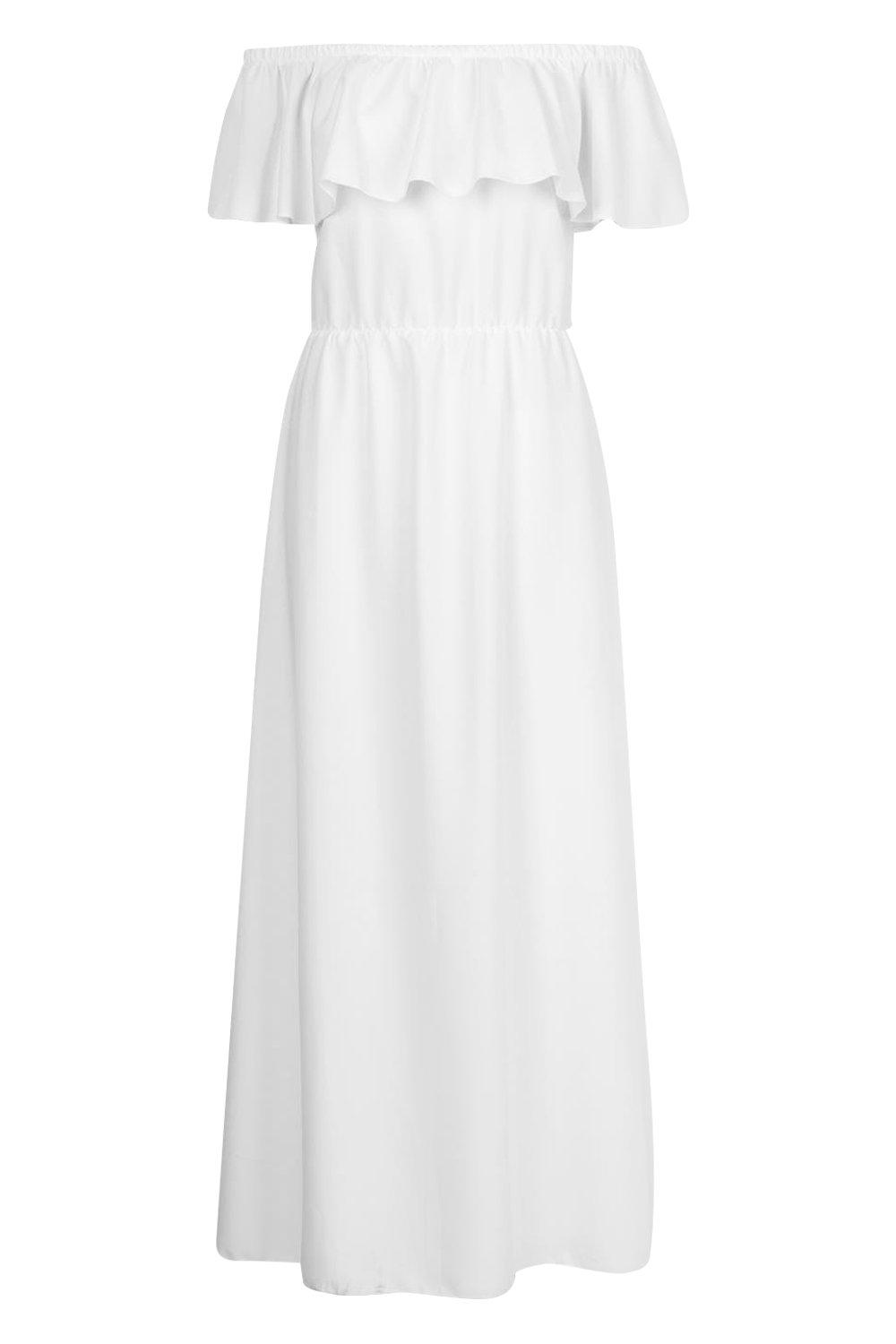 white frill maxi dress