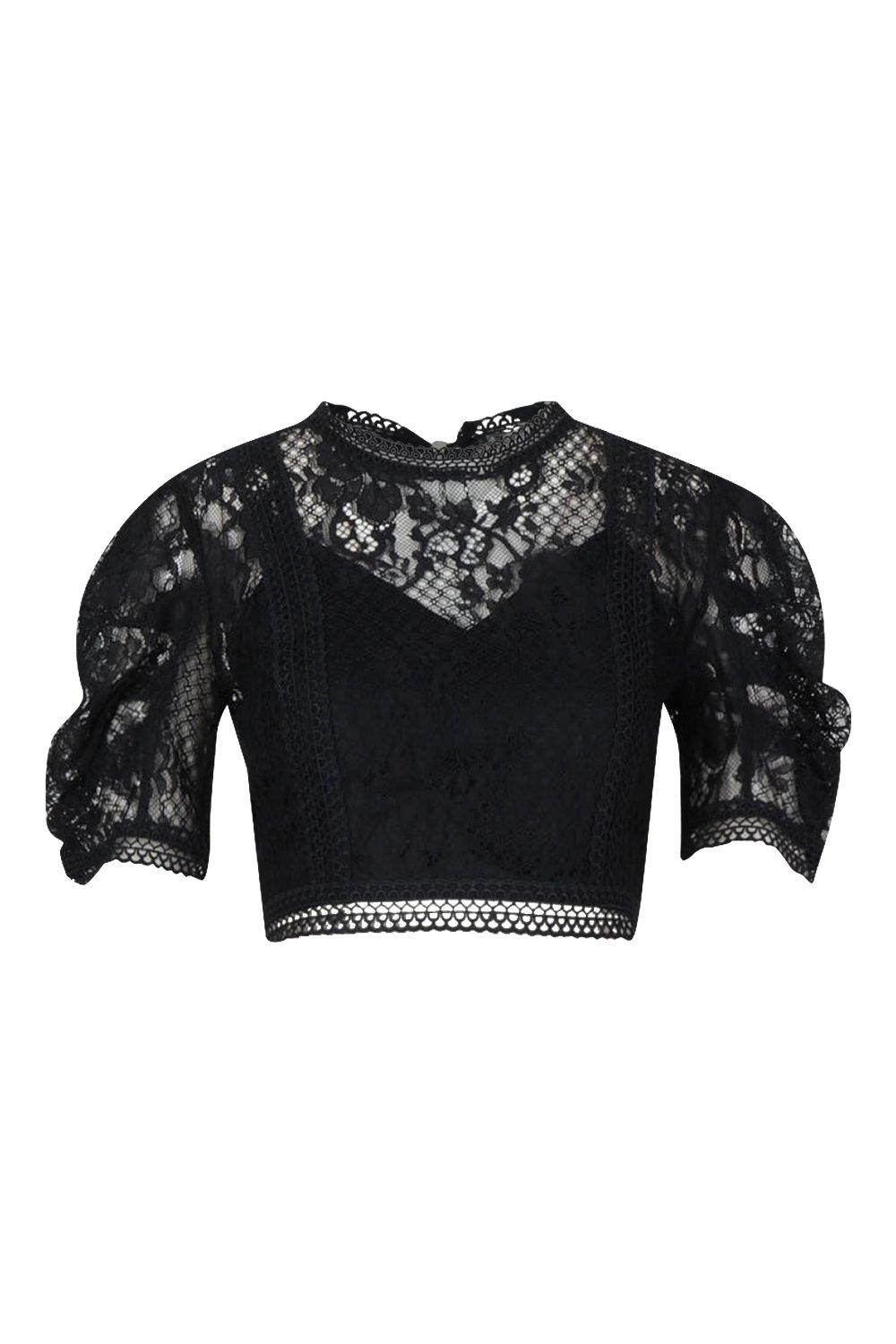 Volume Sleeve Lace Top