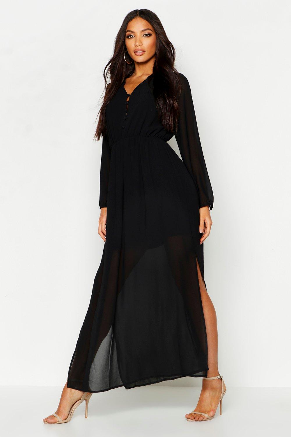 button back maxi dress
