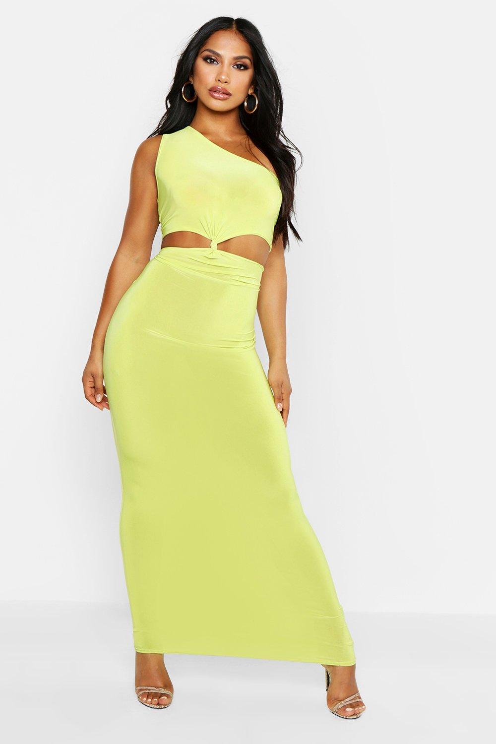 one shoulder cut out maxi dress