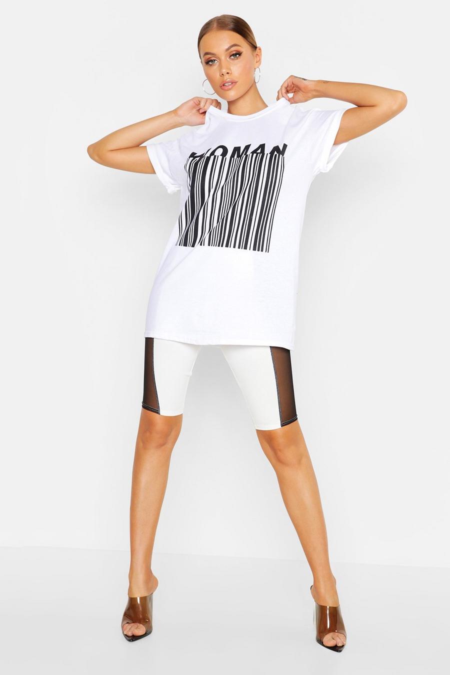 Camiseta con estampado de código de barras para mujer image number 1