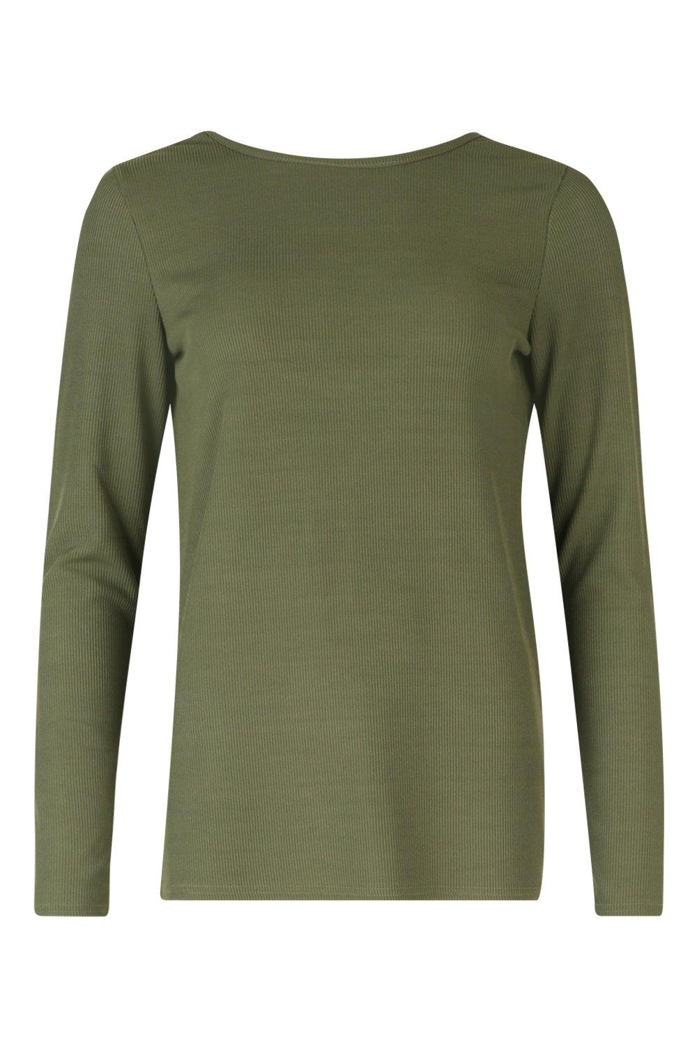 Basic Low Back Scooped Long Sleeve T-Shirt