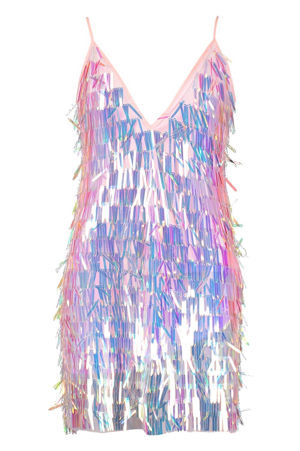 Iridescent white sequin on sale dress