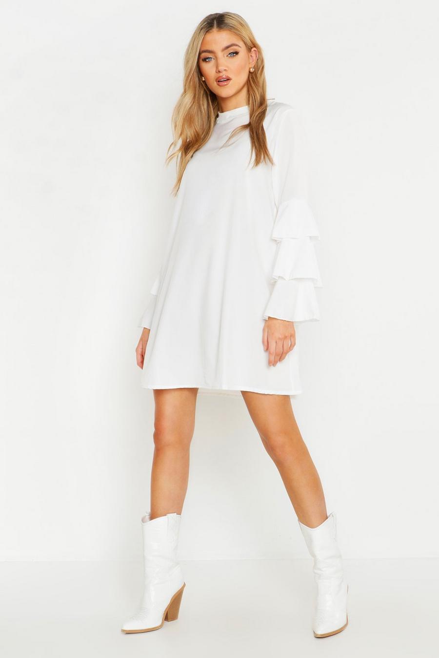 Woven Tiered Sleeve Shift Dress image number 1
