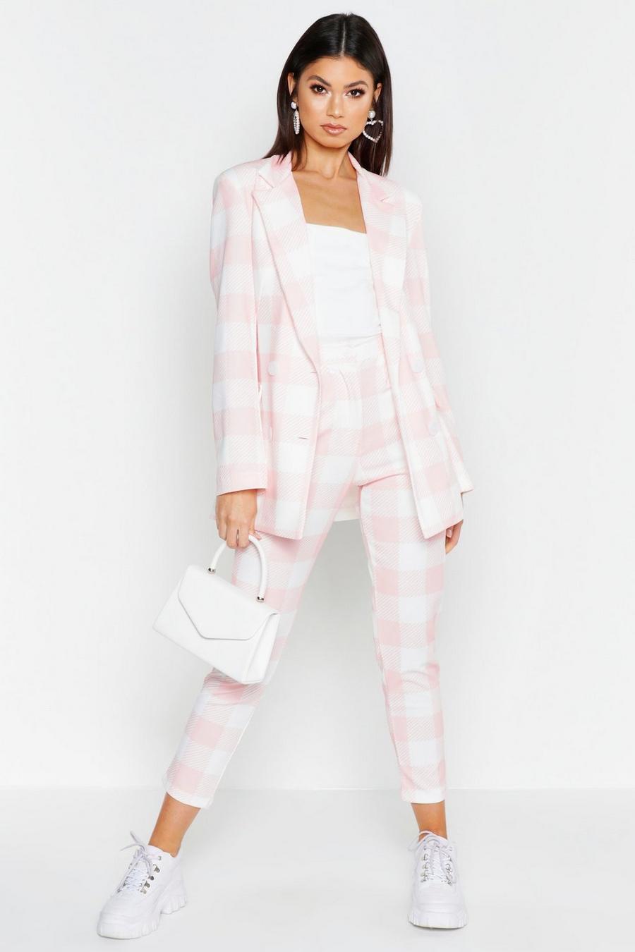 Pink rosa Checked Tailored Blazer image number 1