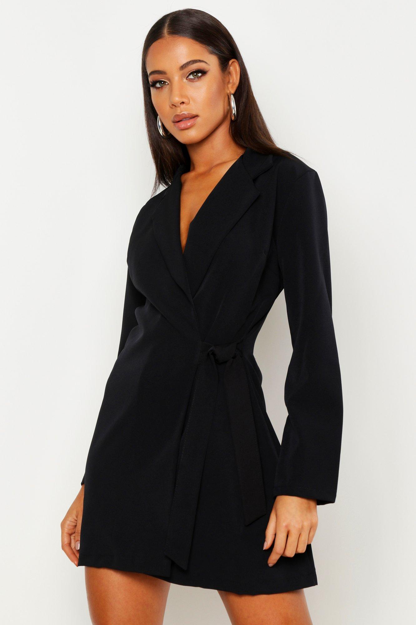 wrap front blazer dress