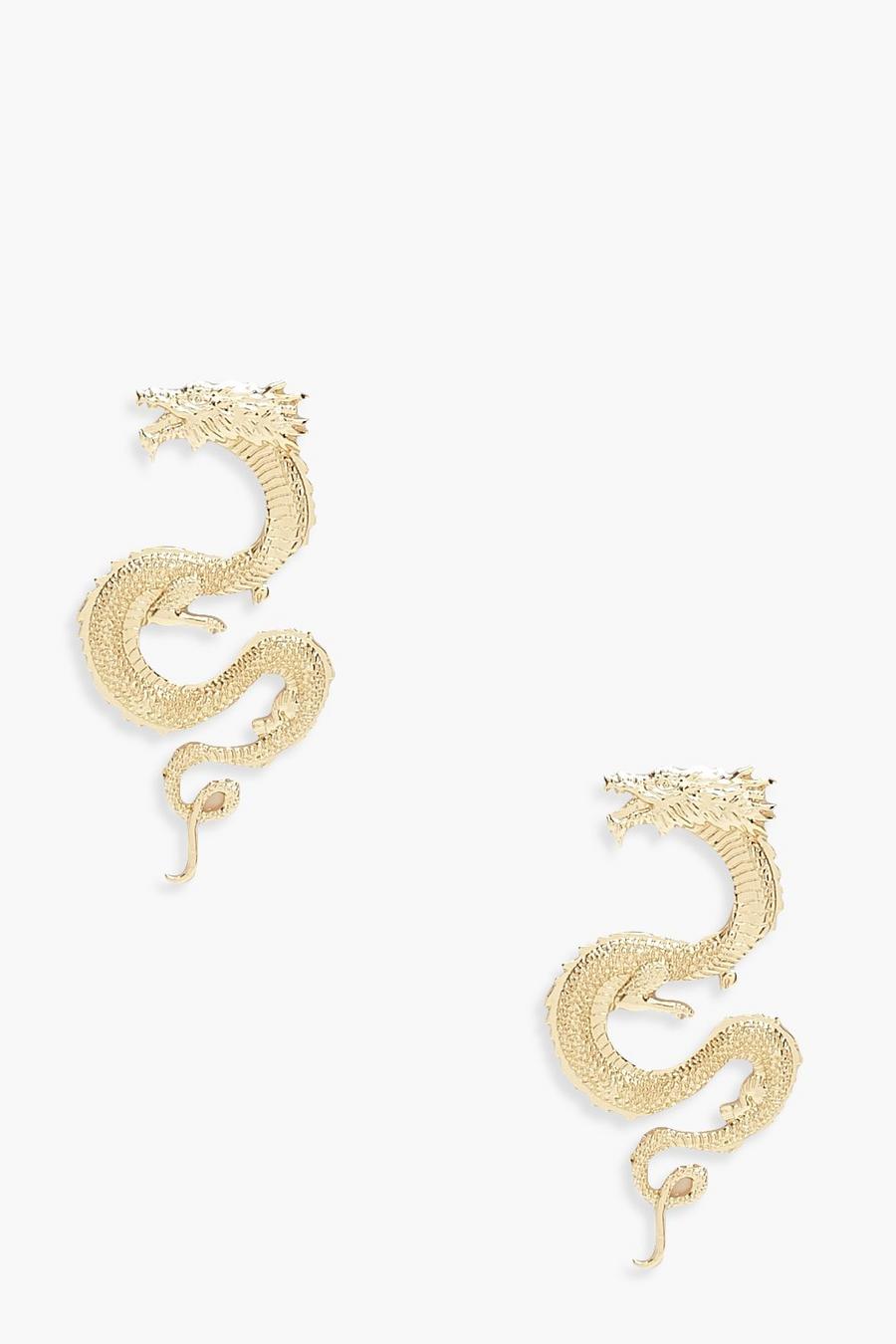 Gold Dragon Statement Earrings image number 1