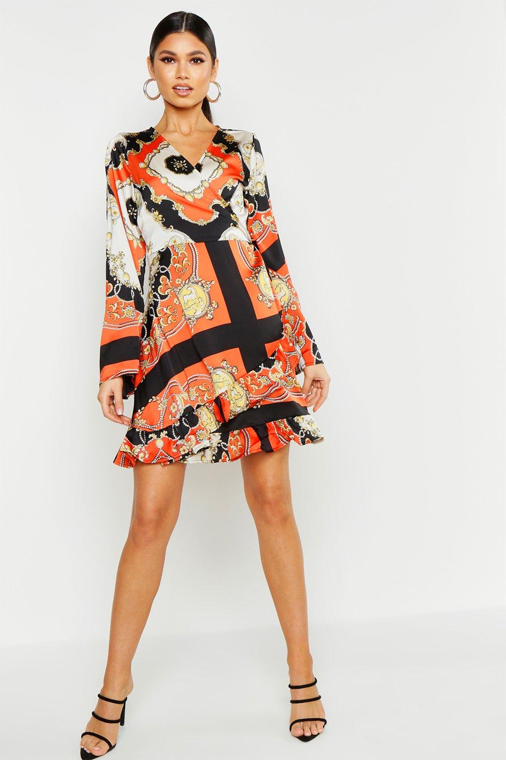 boohoo scarf print dress