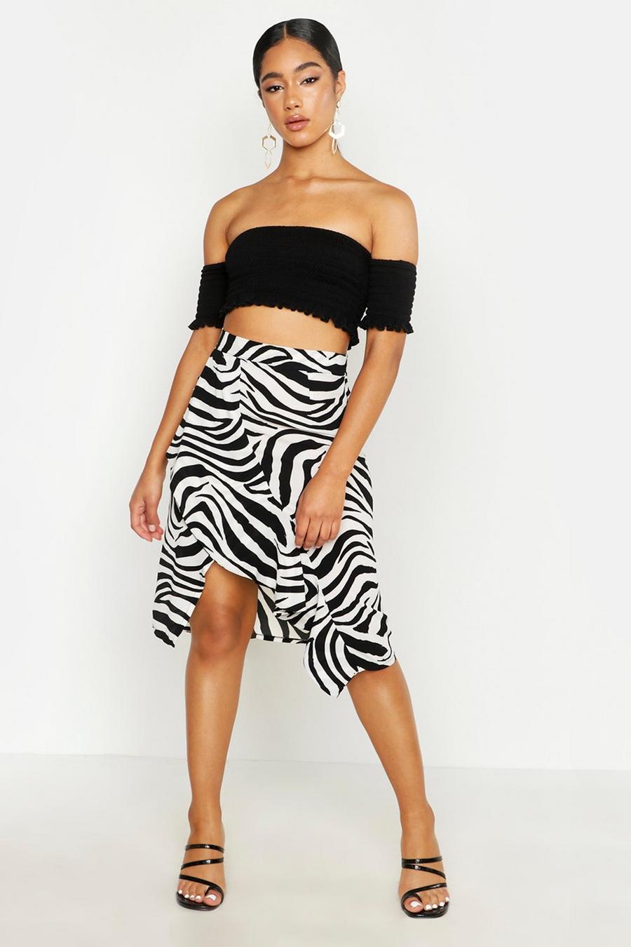 Zebra Print Ruffle Wrap Skirt image number 1