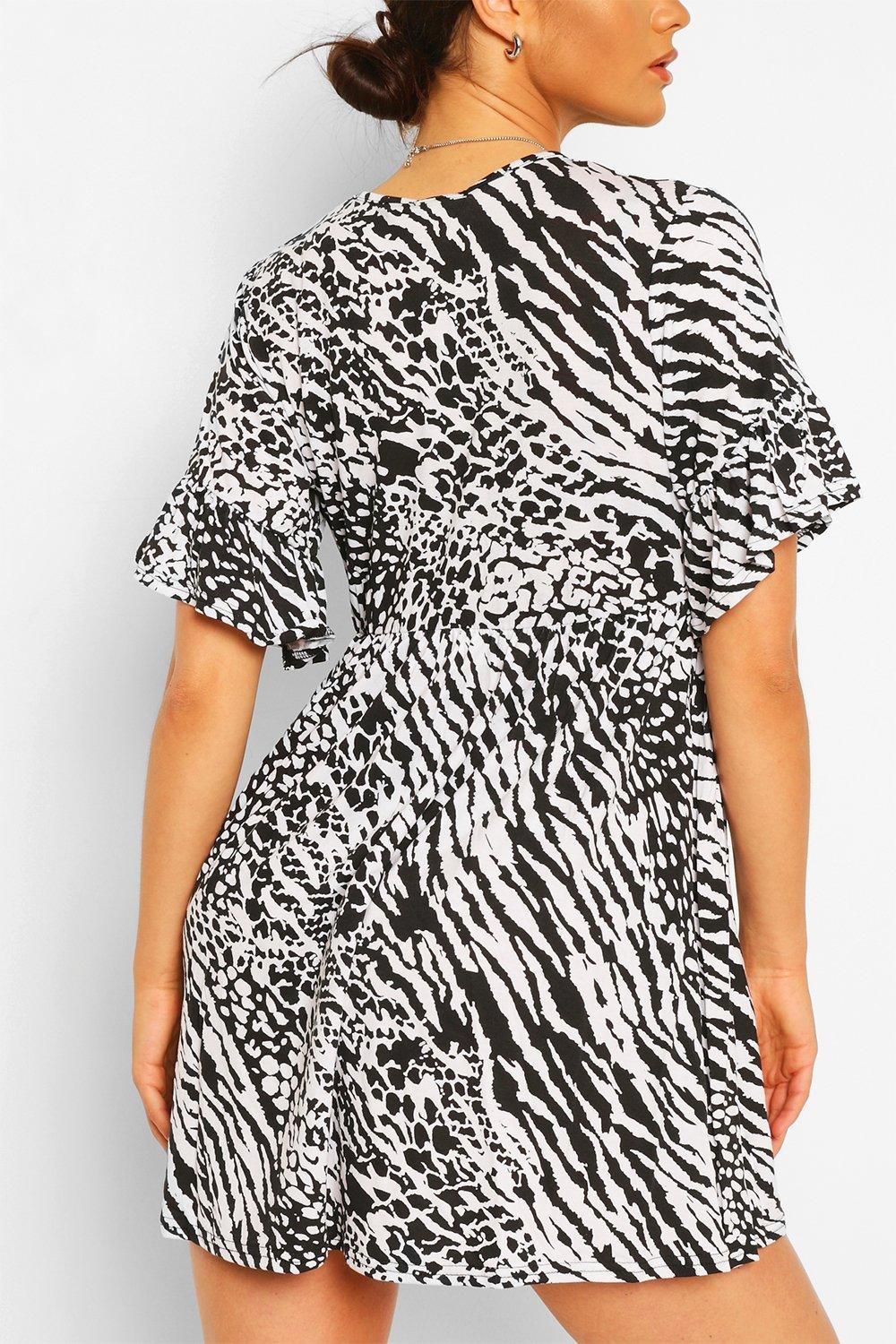 boohoo zebra print dress