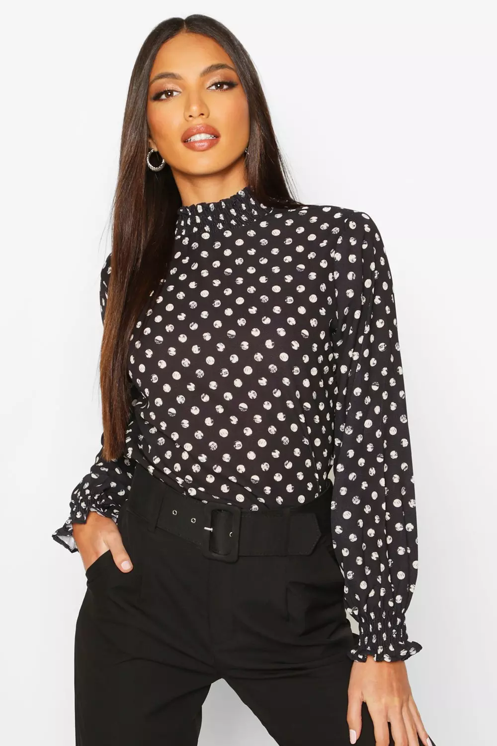 Boohoo polka store dot blouse