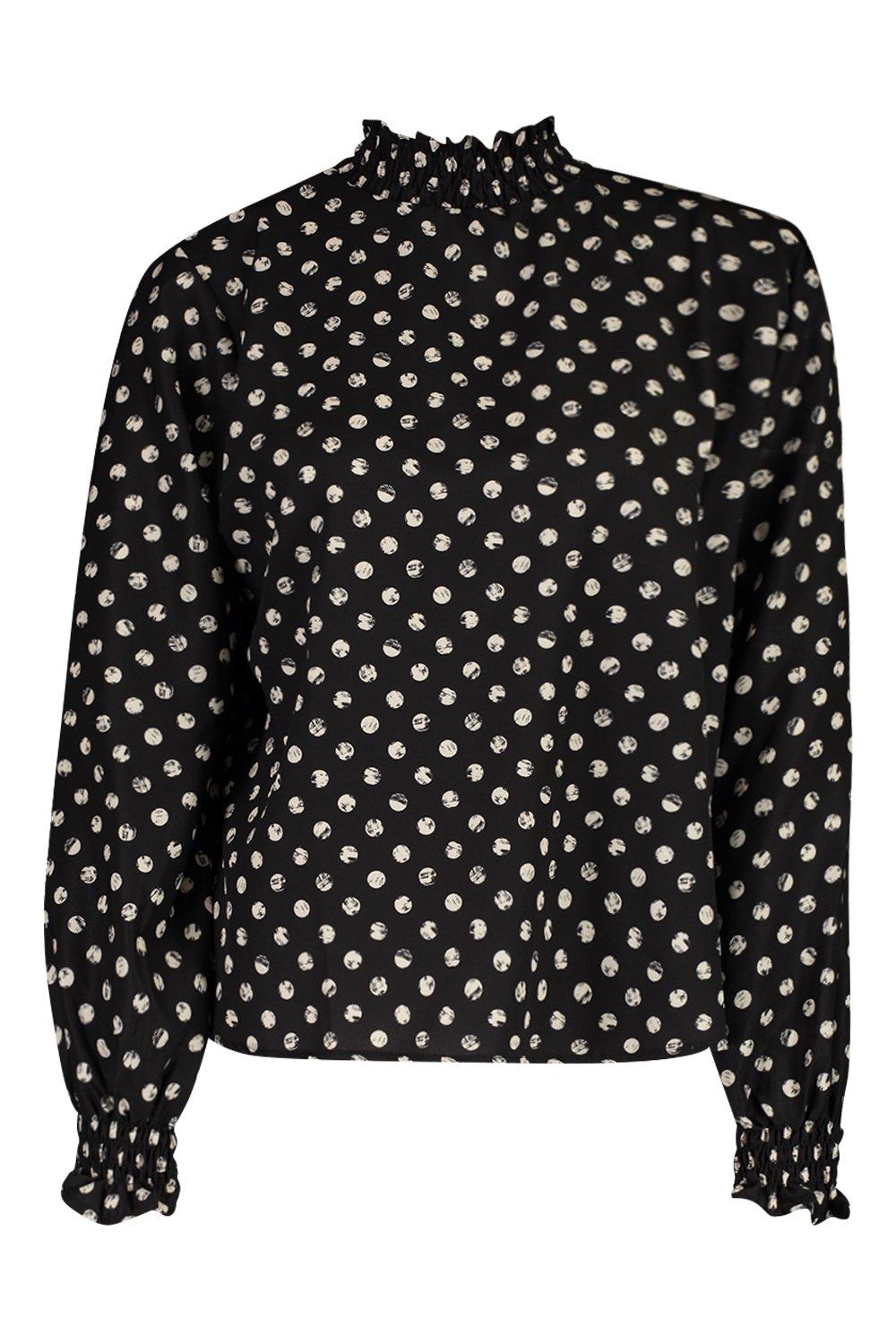 boohoo polka dot blouse