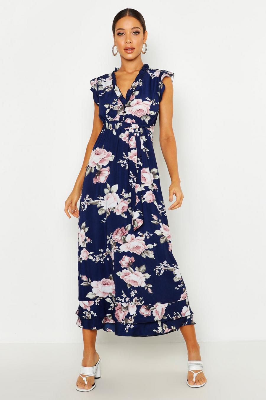 Woven Floral Ruffle Belted Maxi Dress image number 1