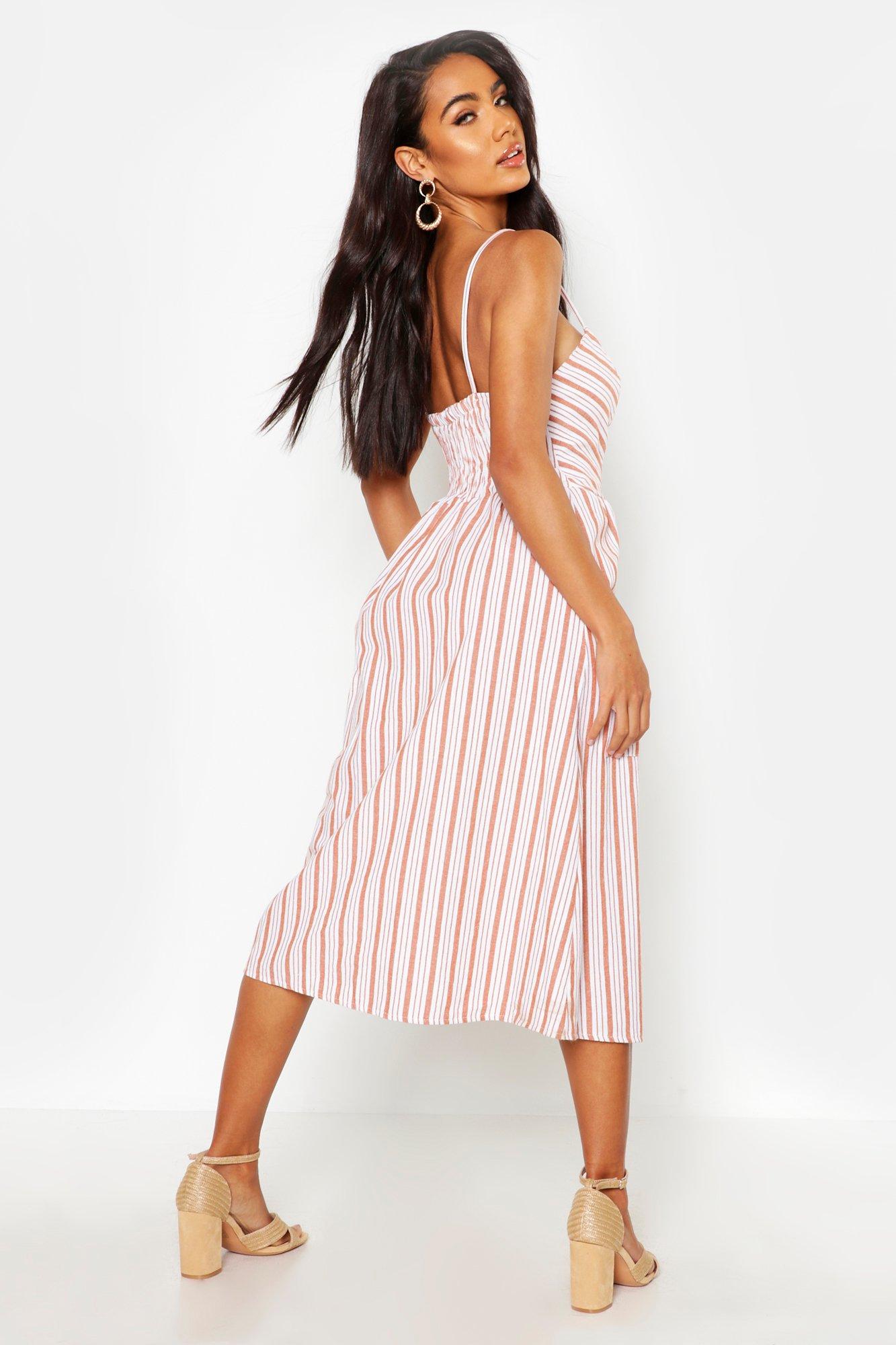 Stripe button midi dress sale