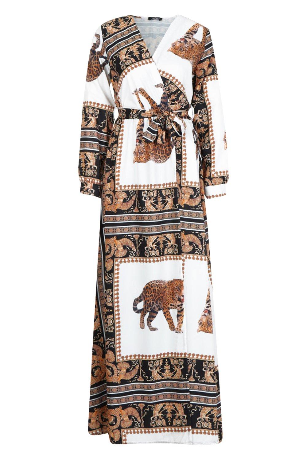 Animal scarf shop print dress