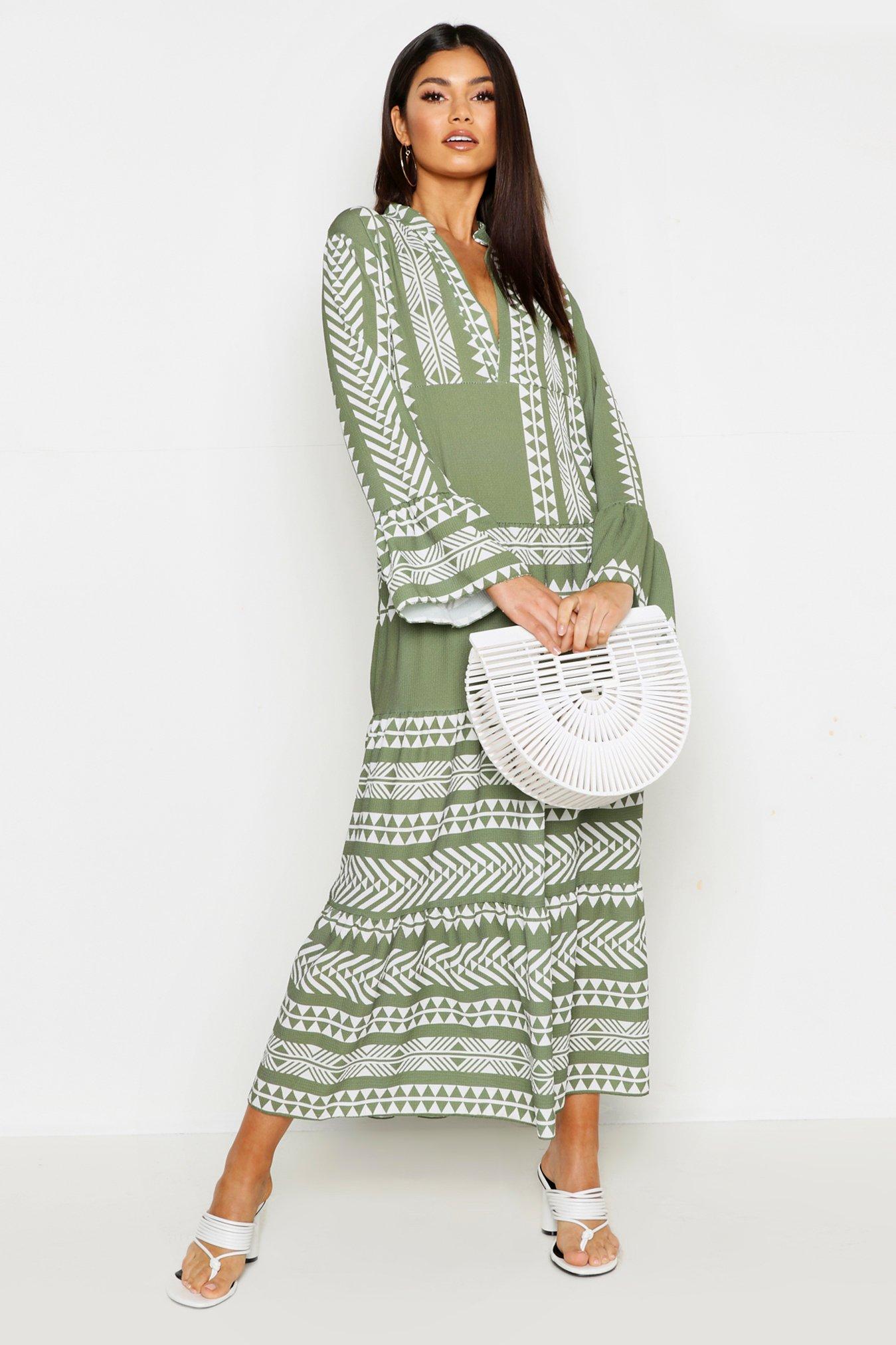 boohoo green maxi dress