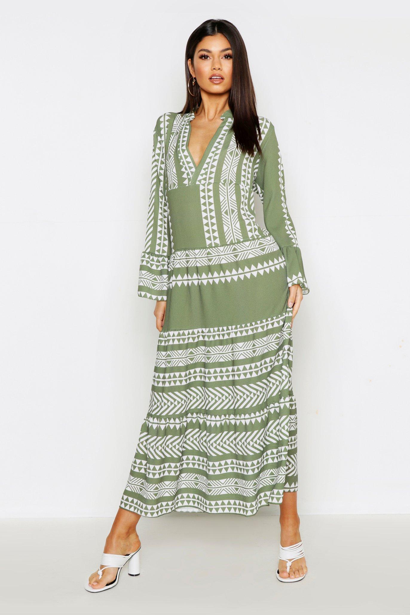 Boohoo aztec dress hotsell