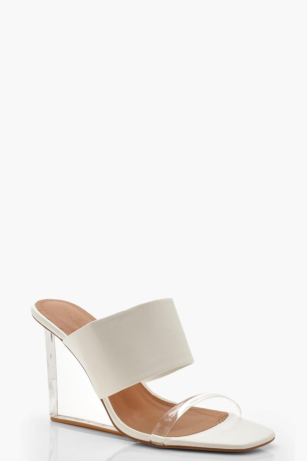 boohoo white wedges