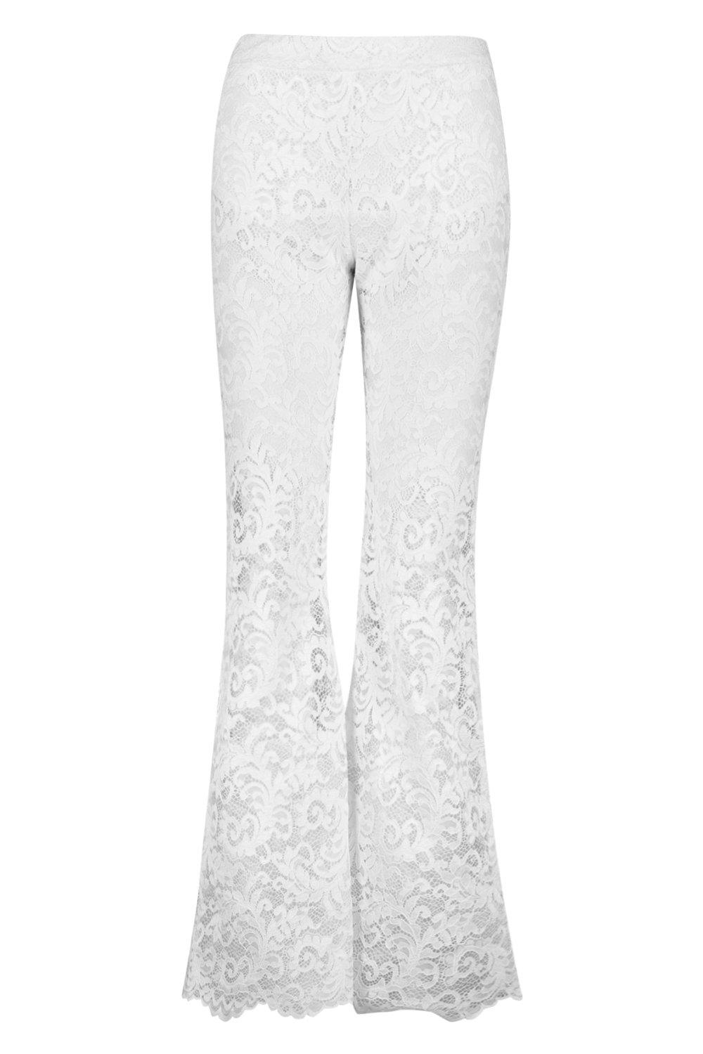 Lace High Waisted Flare Trouser | boohoo
