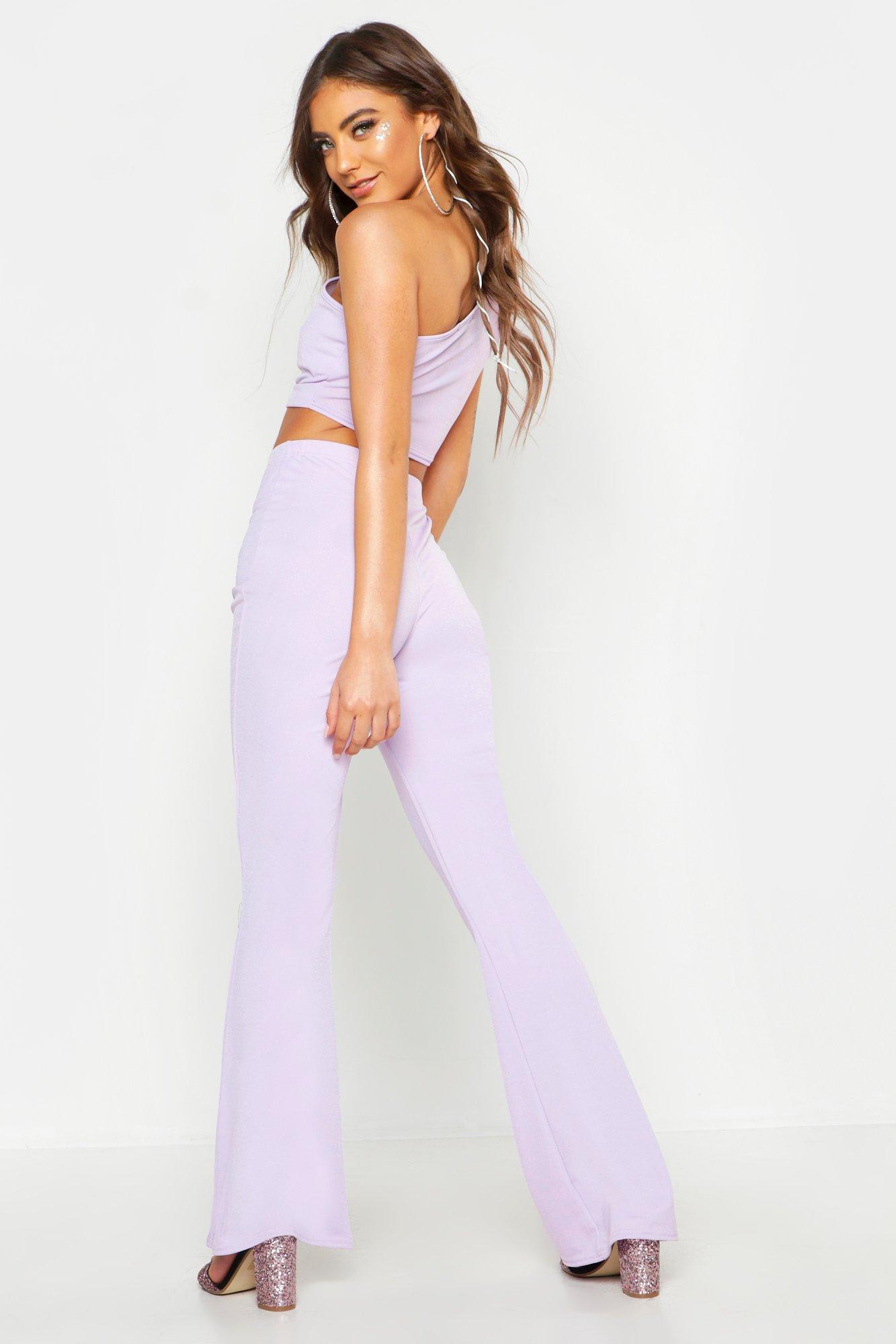 purple flare pants