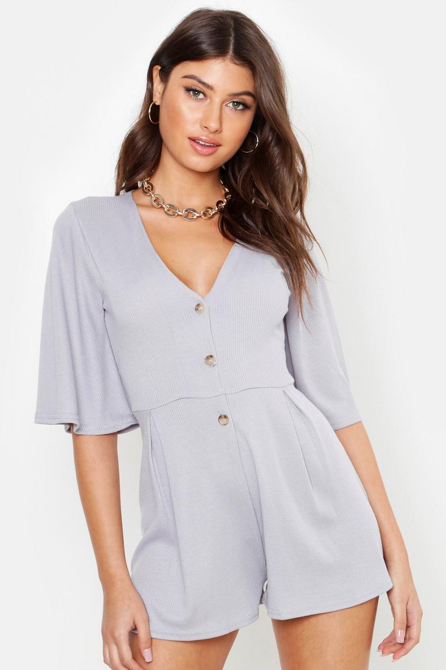 Ribbed Button Down Playsuit image number 1