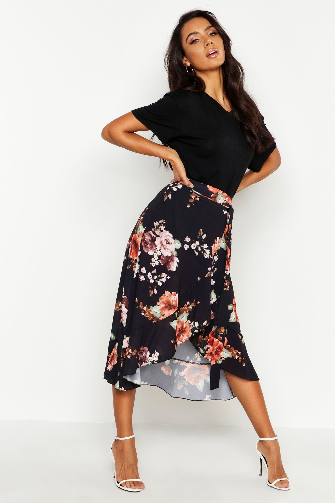 boohoo black midi skirt