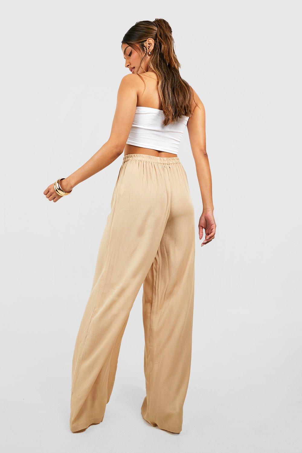 Ecru Wide Leg Beach Floaty Pants