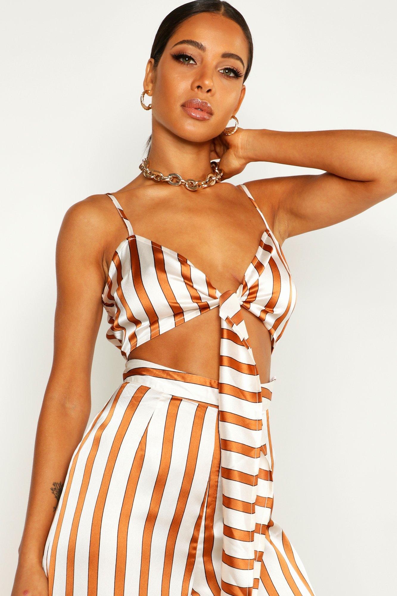 orange front knot jumpsuit