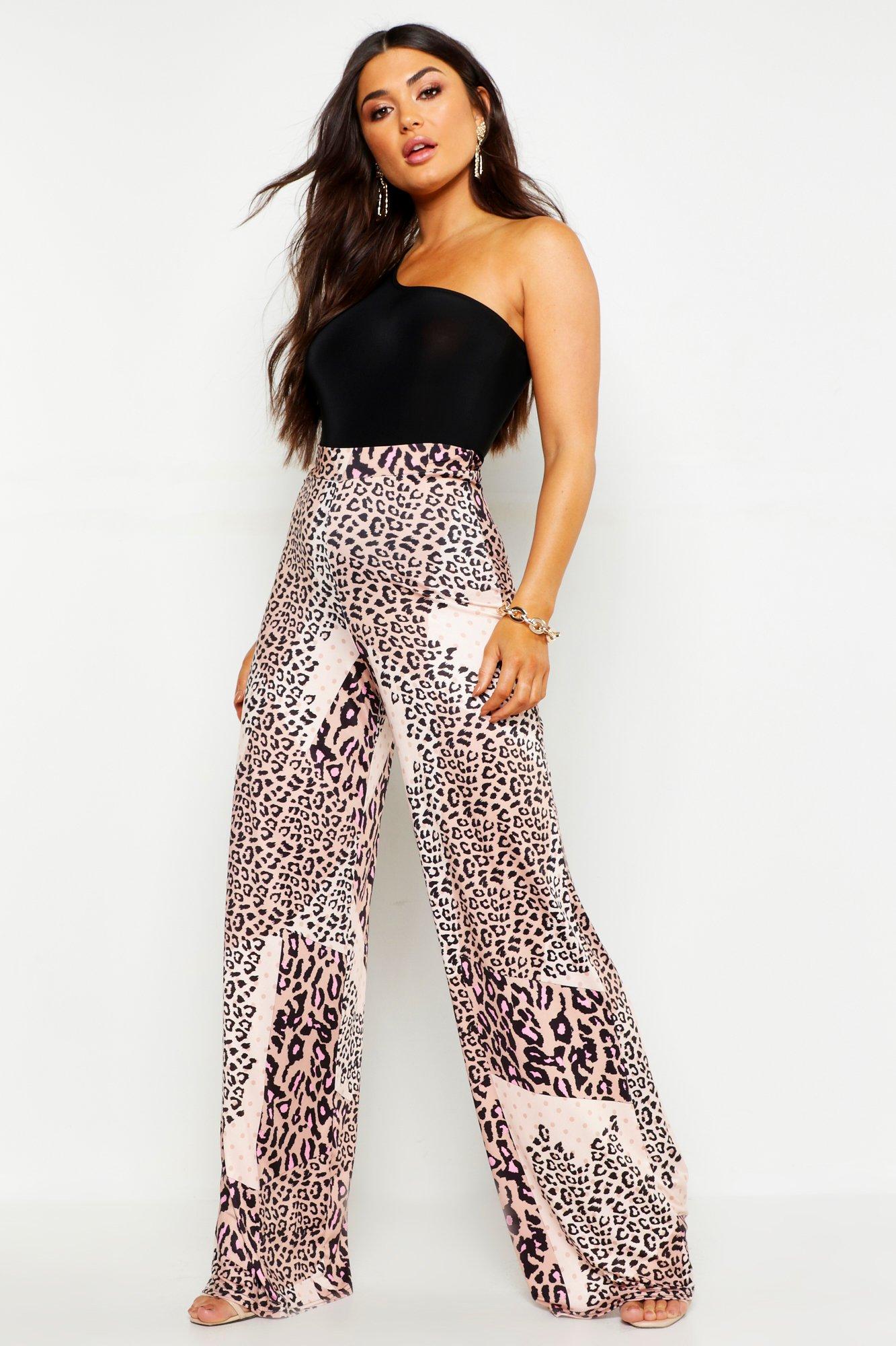 high waisted leopard print trousers