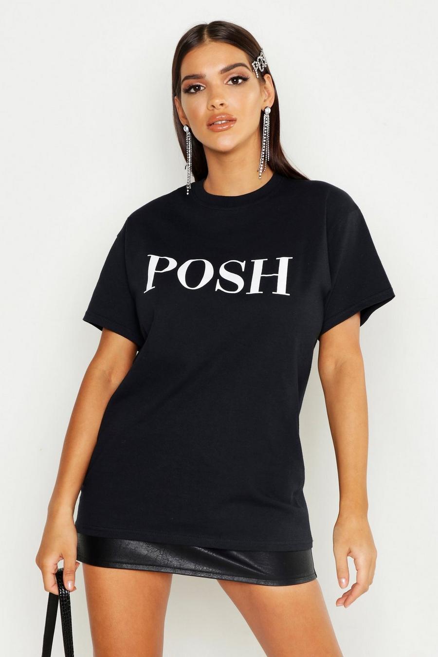 Camiseta con eslogan "Posh", Negro image number 1