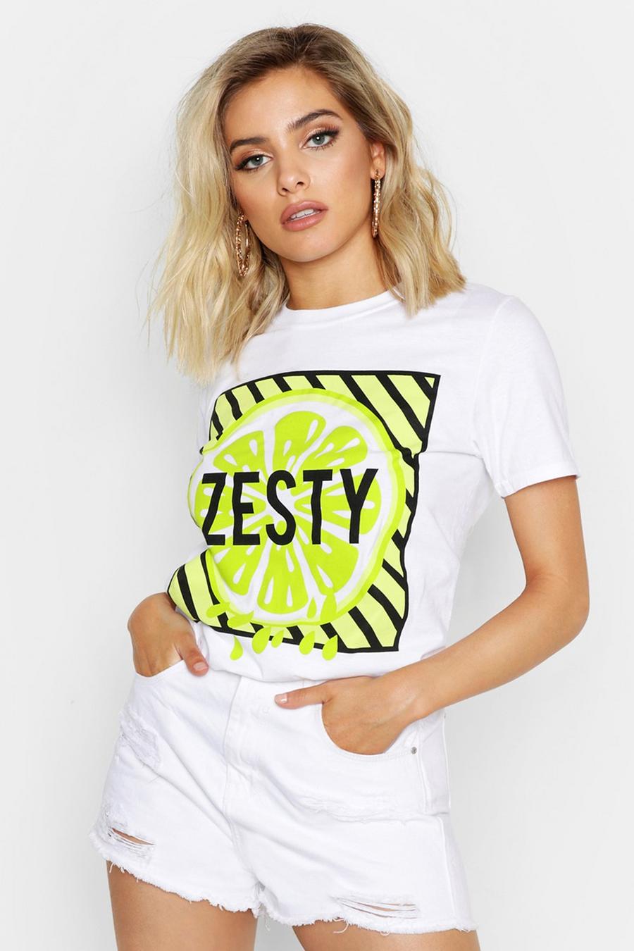 White Zesty Graphic T Shirt image number 1
