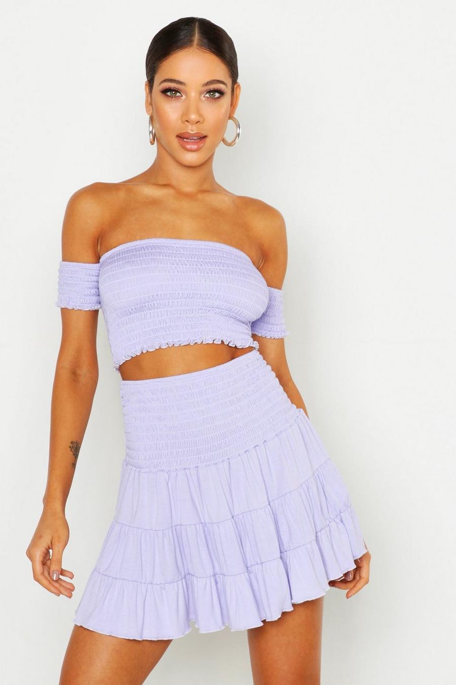 Lilac Ra Ra Skirt With Shirred Waist image number 1