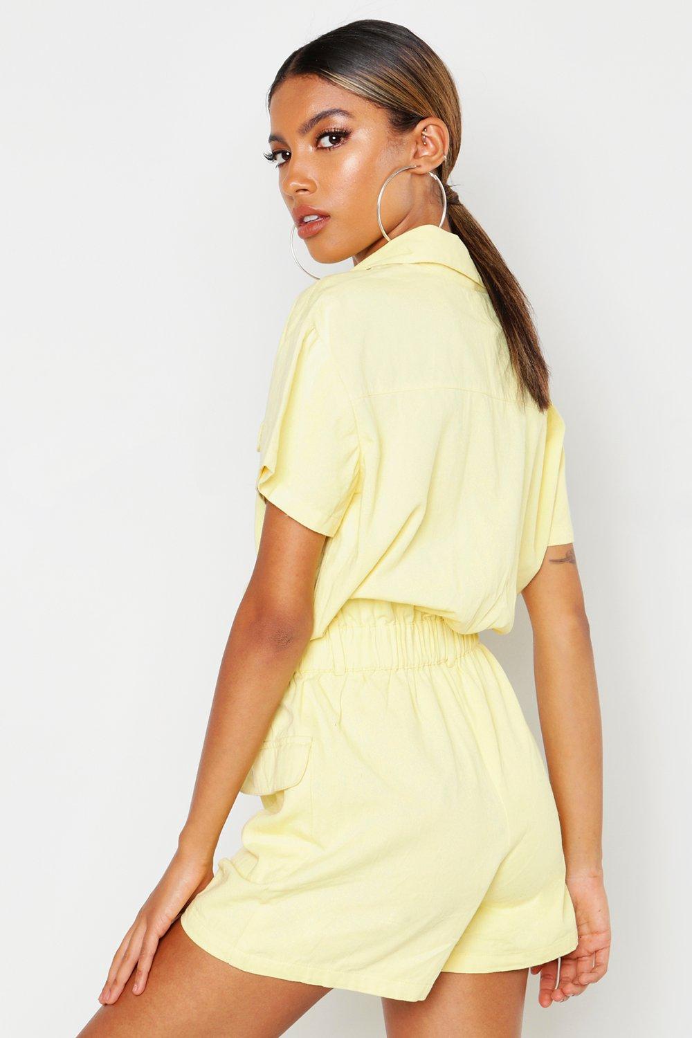 Yellow store denim playsuit