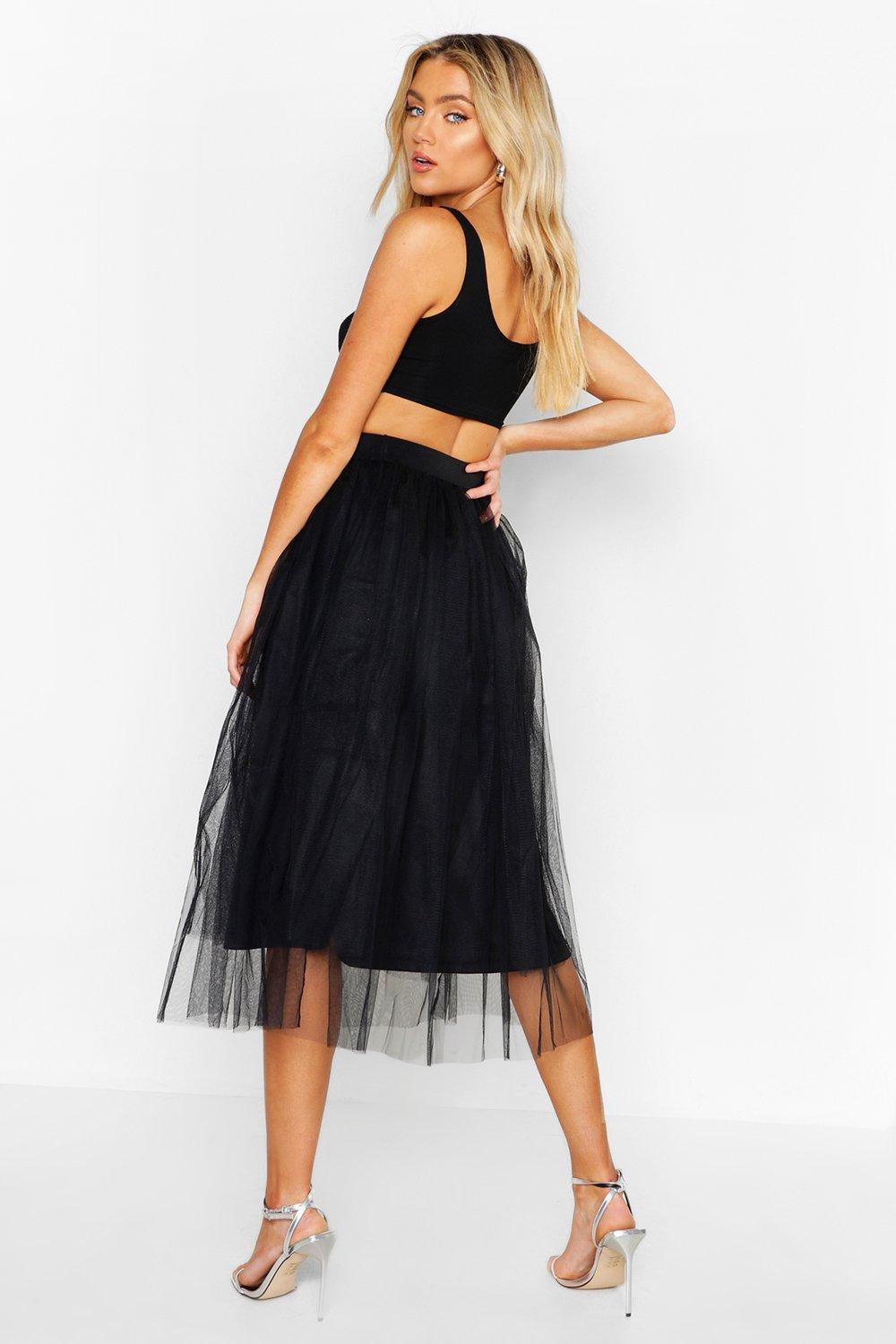 Tulle Longer Length Midi Skirt boohoo