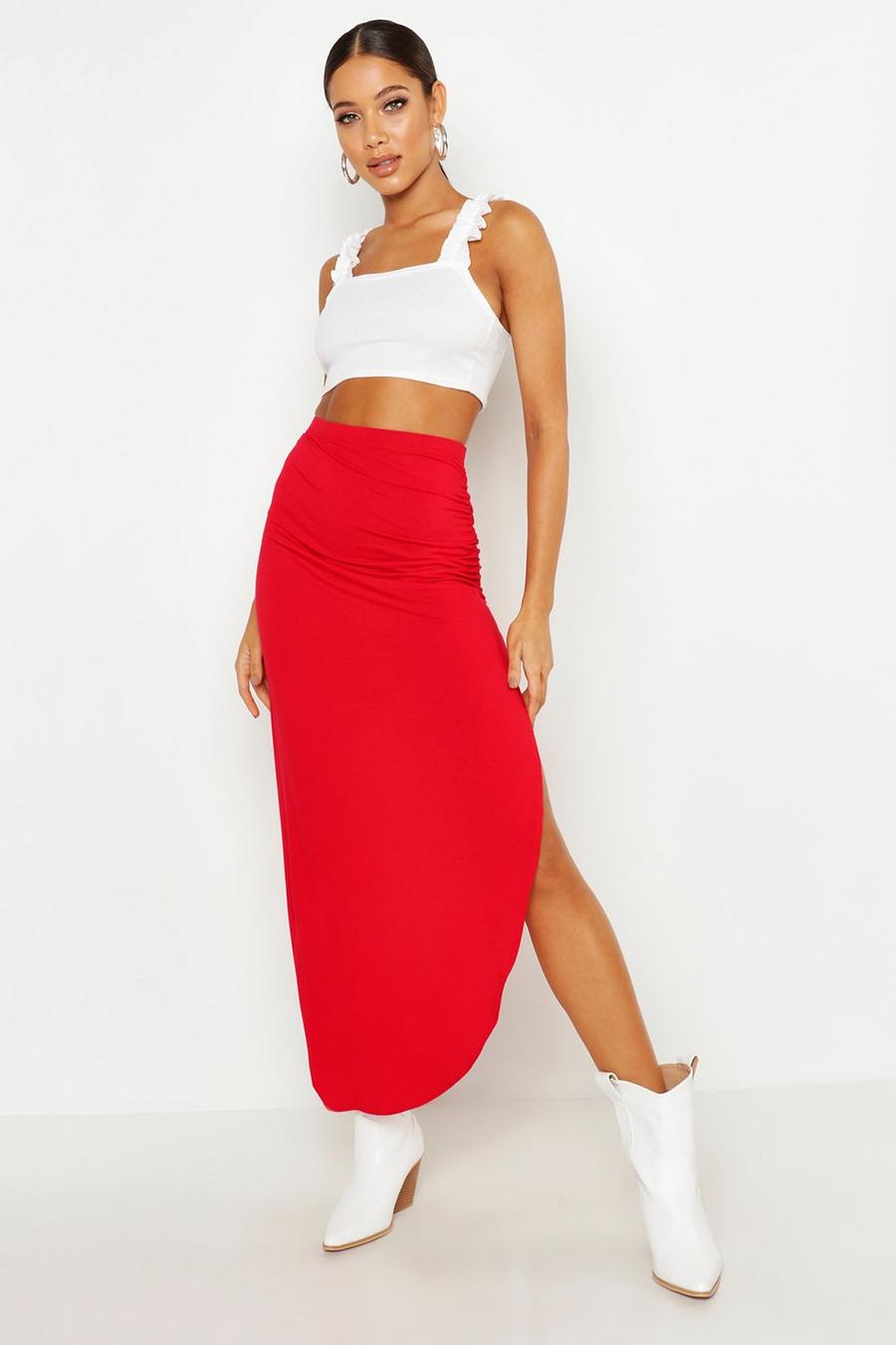 Rouched Side Jersey Maxi Skirt image number 1