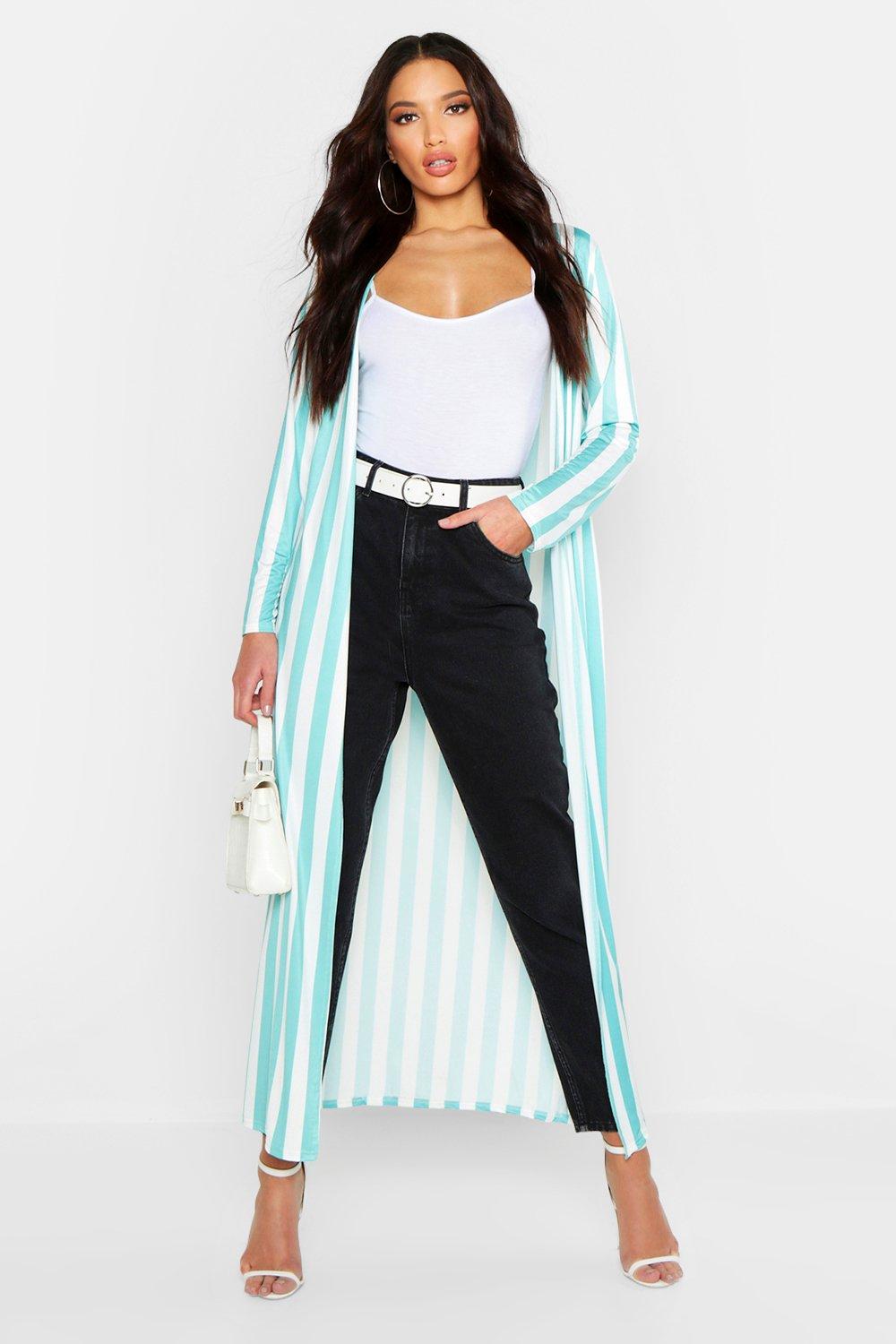 Striped duster outlet jacket