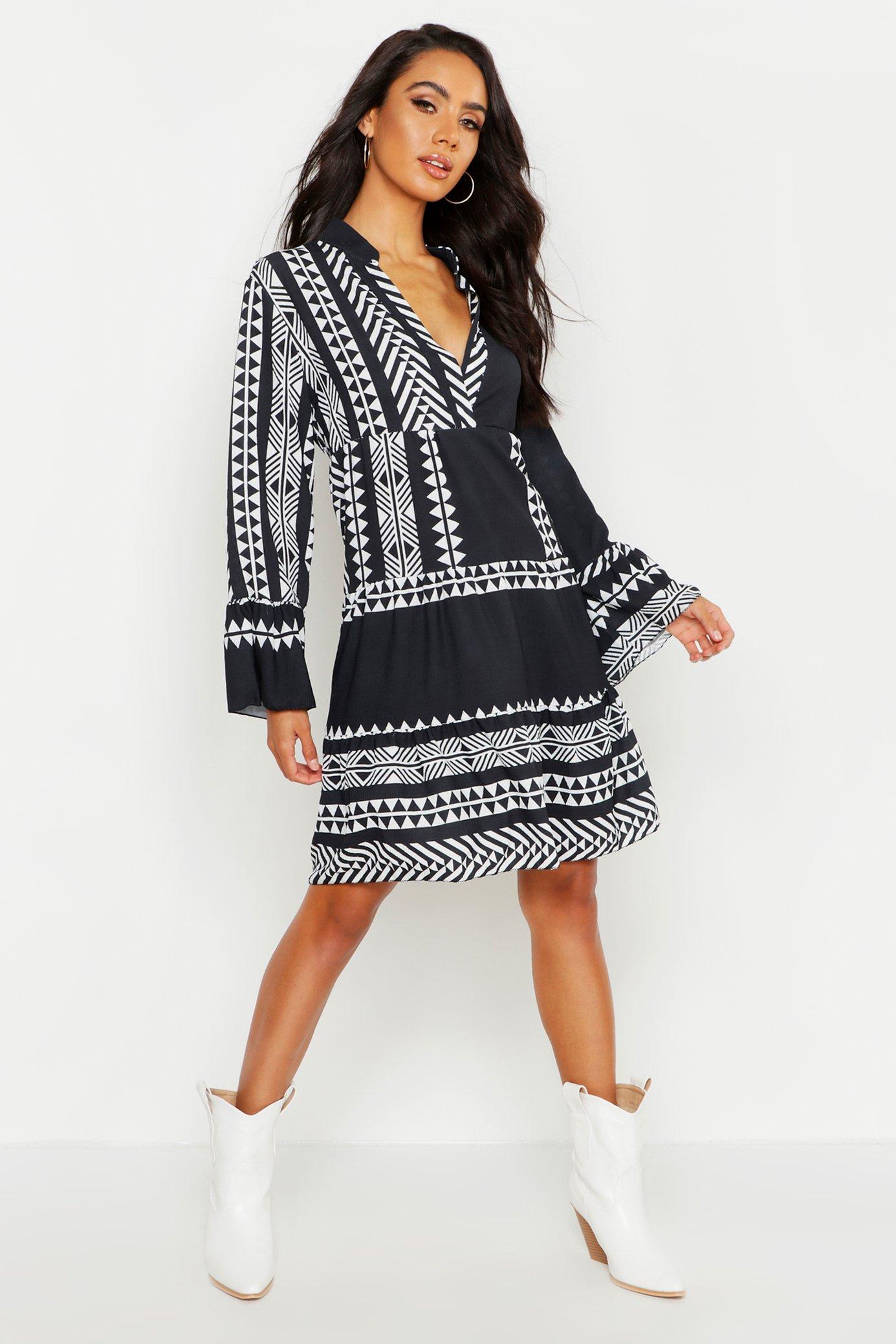 black and white aztec dress