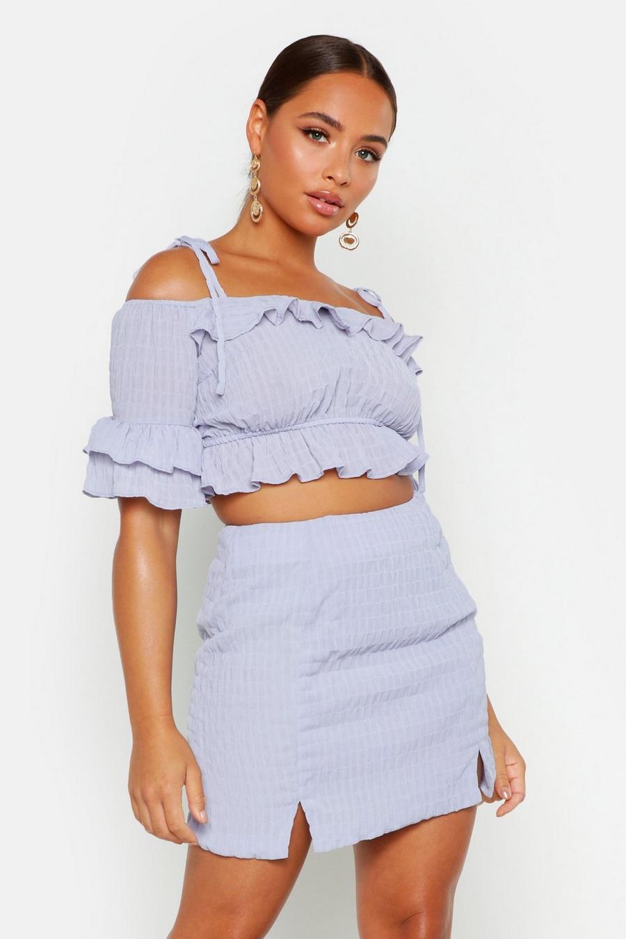 Ruffle Shirring Detail Mini Skirt image number 1