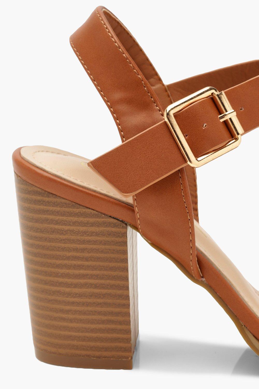 Brown thick outlet heel sandals