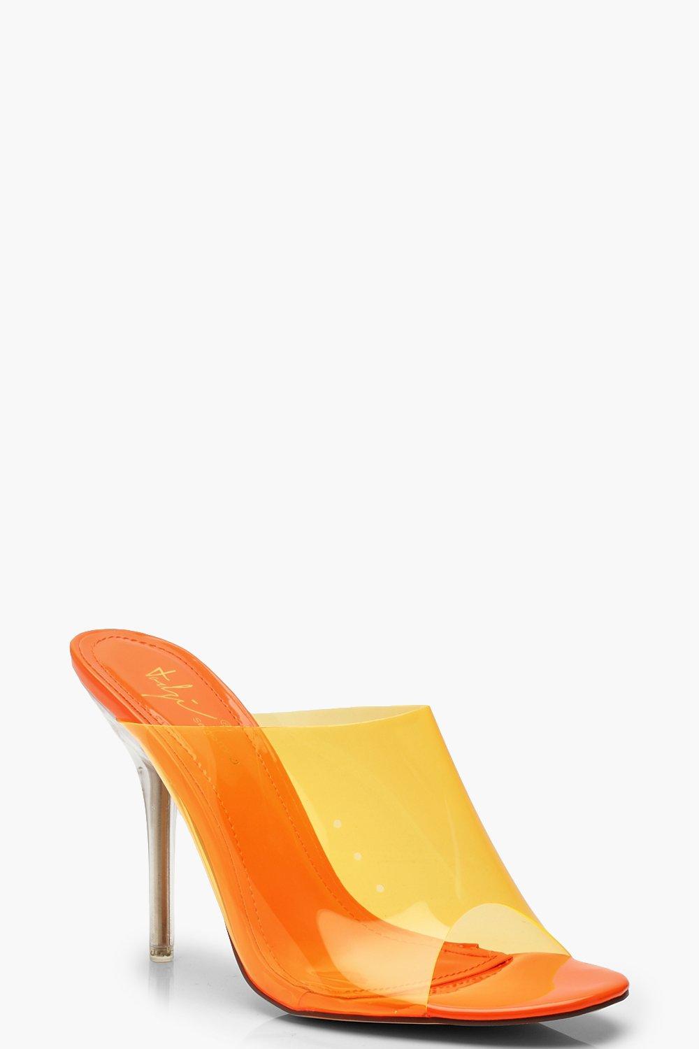 orange and clear heels