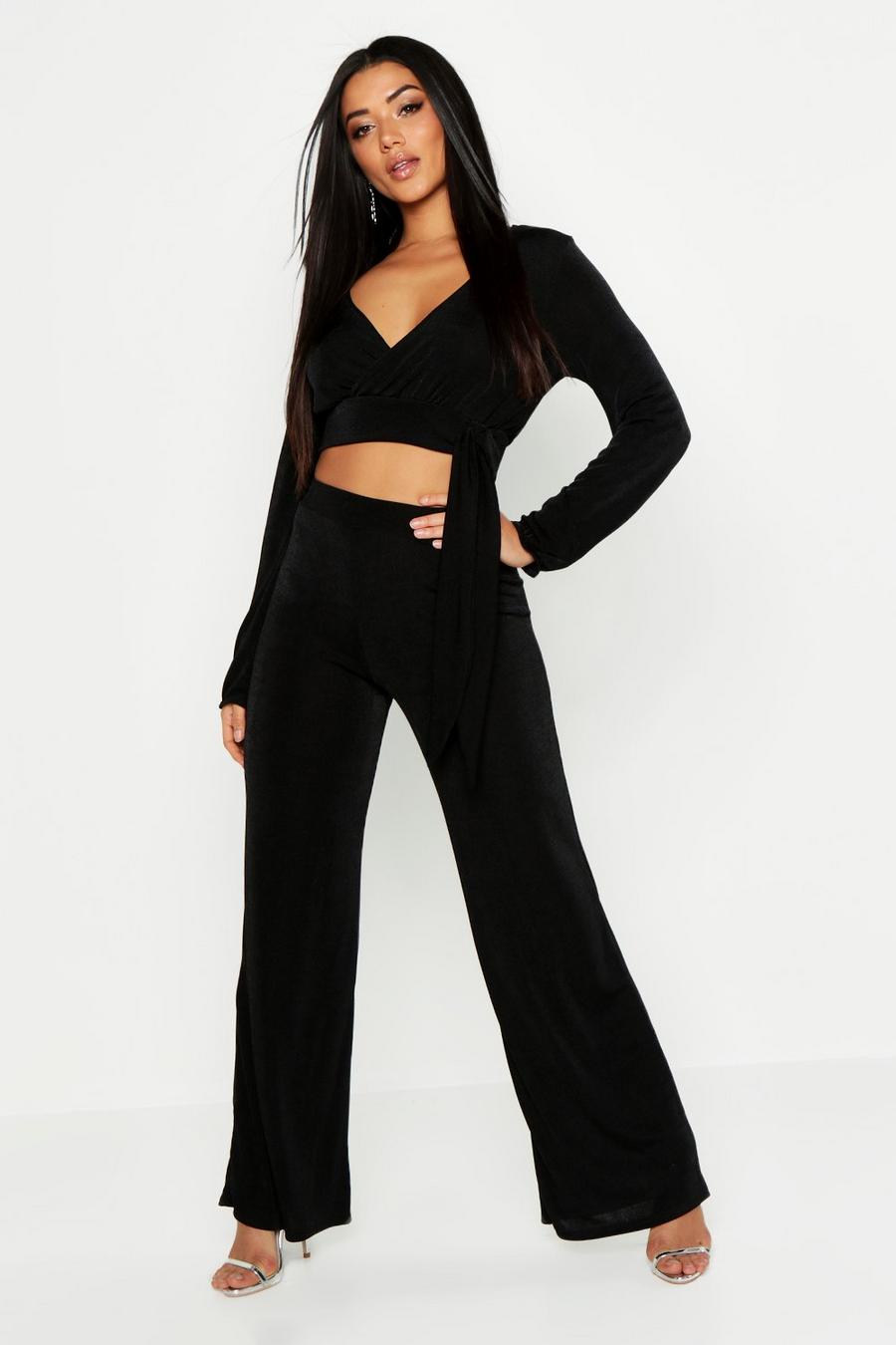 Tie Front Volume Sleeve Top & Pants Co-Ord image number 1