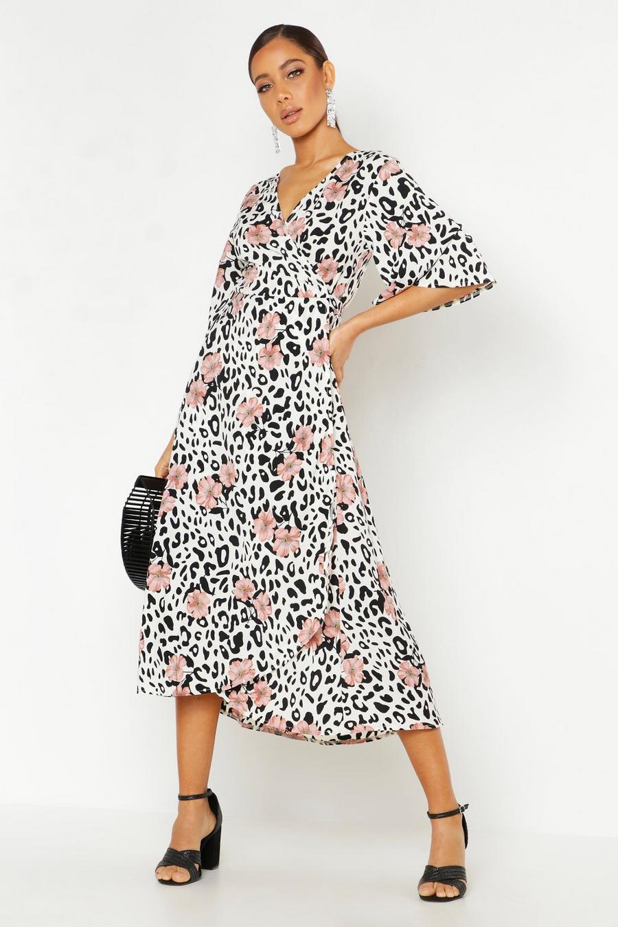 Woven Wrap Animal Floral Maxi Dress image number 1