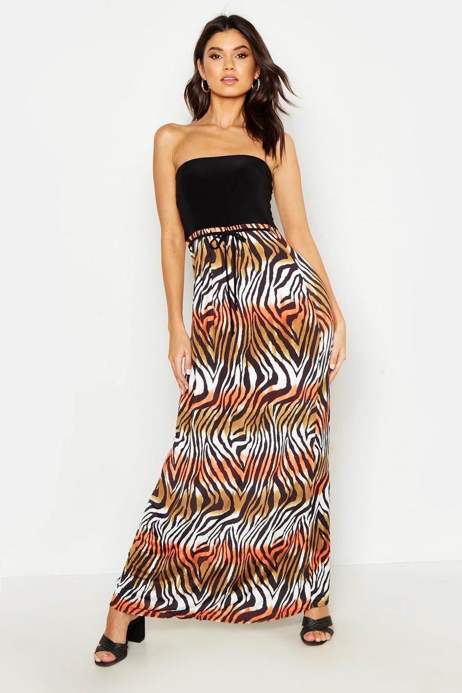 Zebra Print Bandeau Maxi Dress image number 1