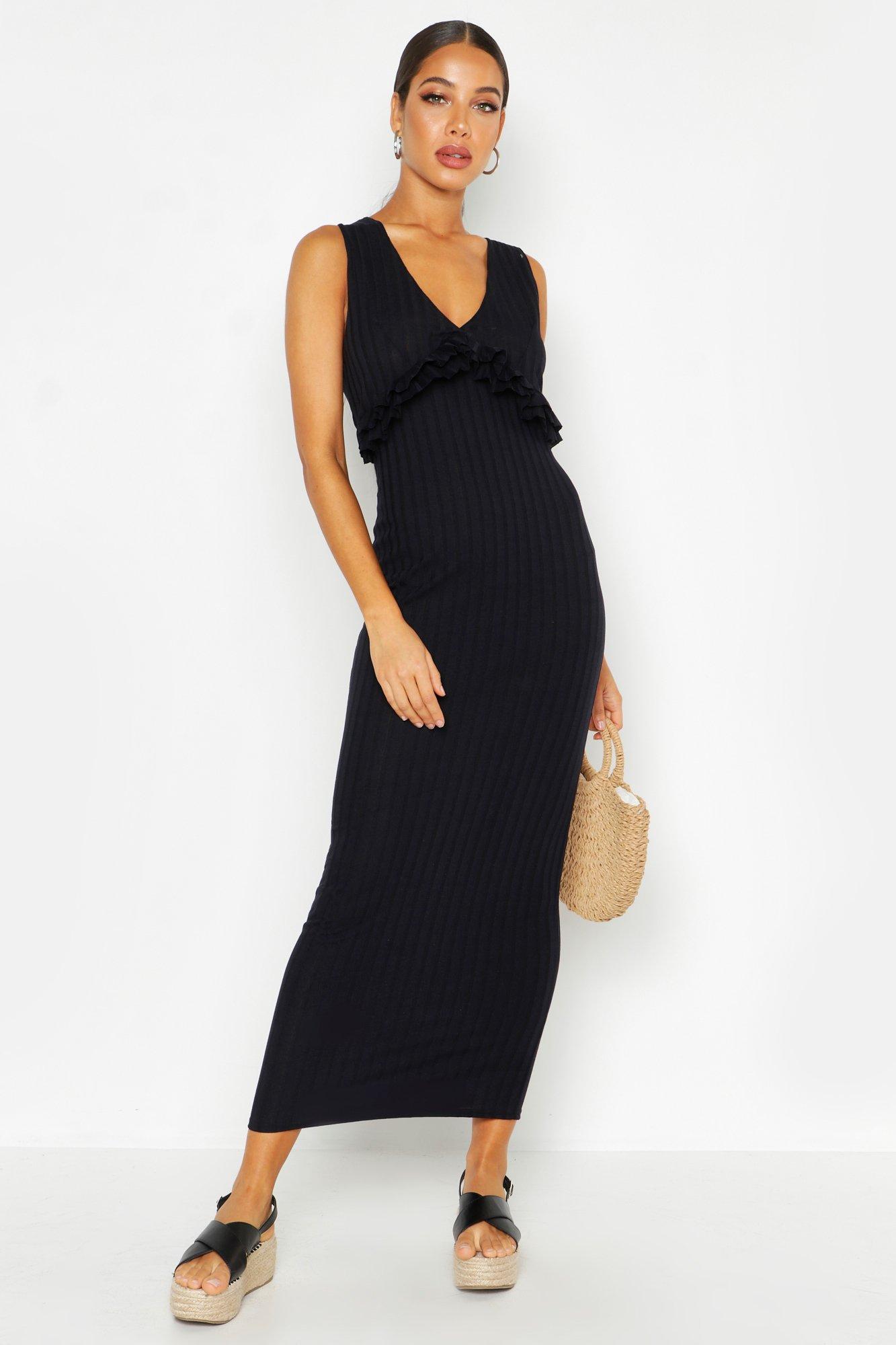 ruffle neck maxi dress