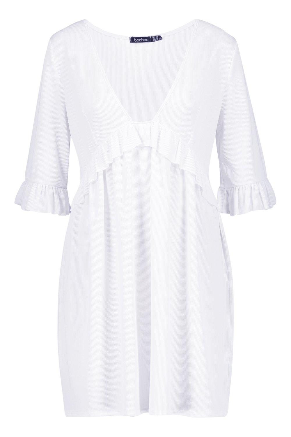 Boohoo white hot sale smock dress