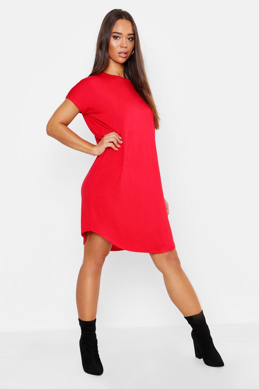 Basic Curved Hem T-Shirt Dress image number 1