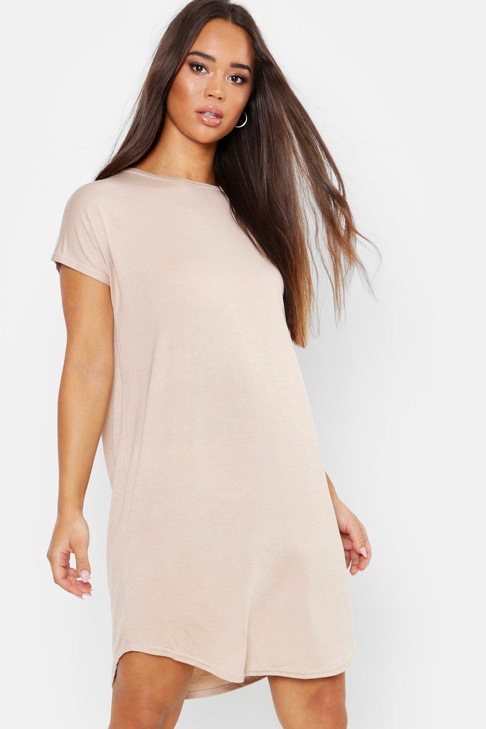 Basic Curved Hem T Shirt Dress