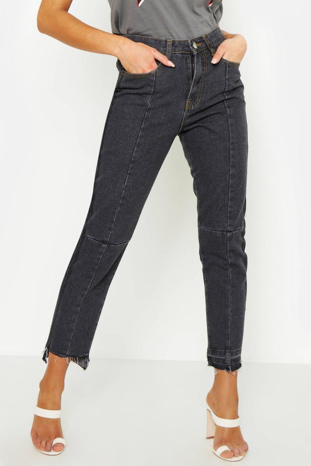 Mom Jeans Mit Hoher Taille Und Ziernaht Boohoo