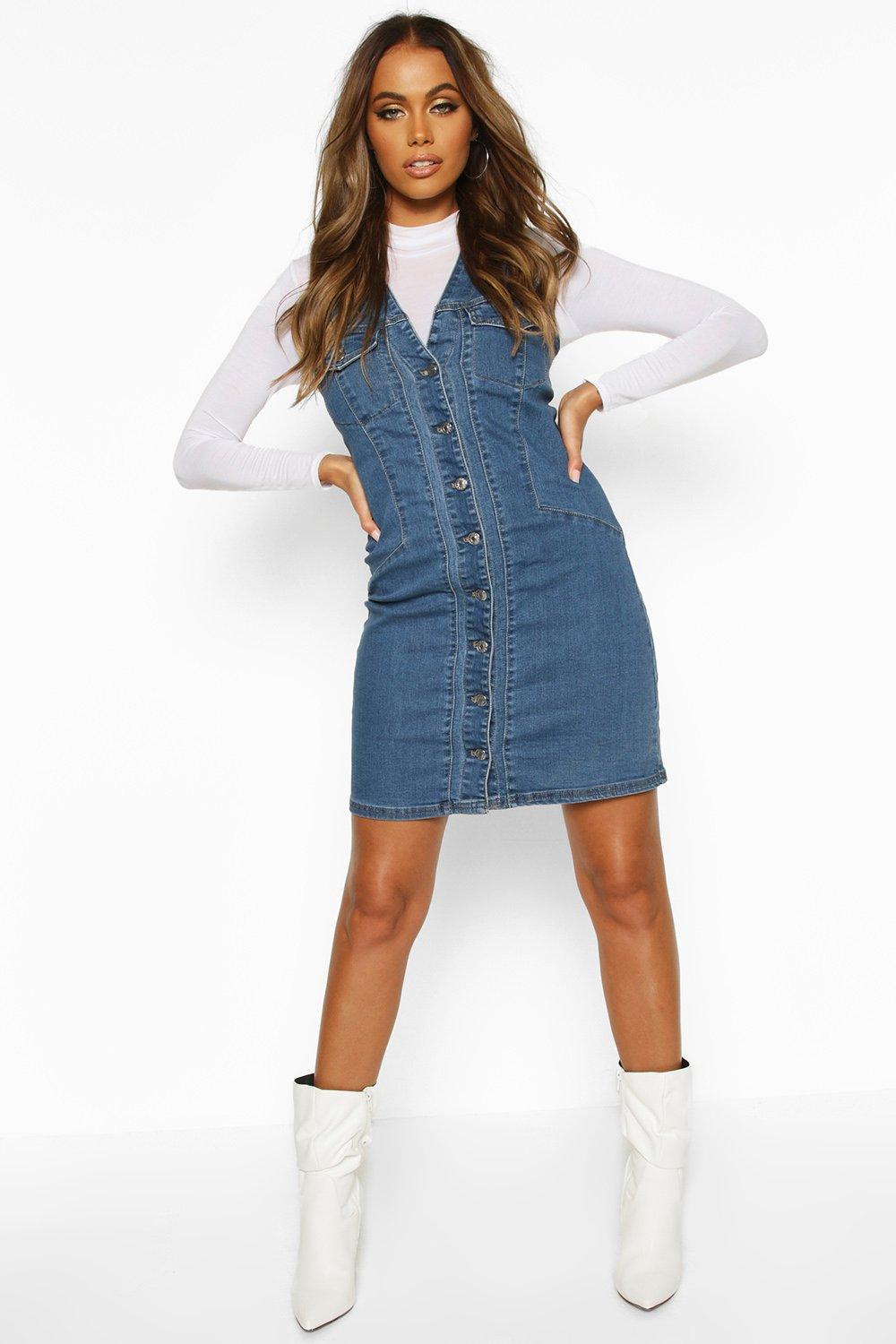 boohoo black denim dress
